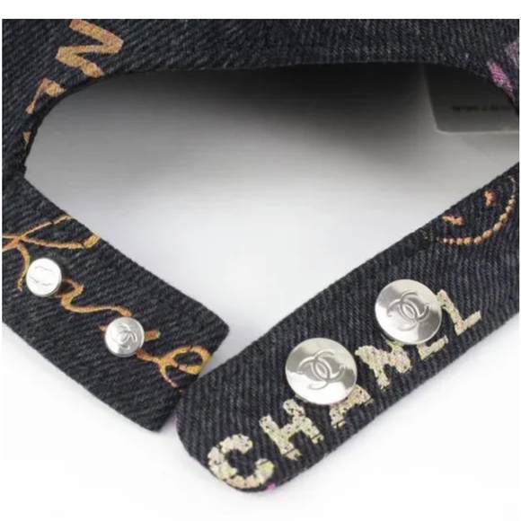 Chanel 22P Black Denim x Pink CC Logo All Over Baseball Cap - Picture 7 of 9